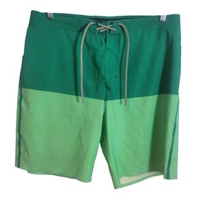 Outerknown Apex Boardshorts Mens 36 Green Colorblock Swim Trunks Kelly Slater